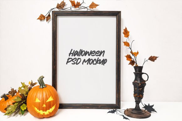 Download Halloween Frame PSD Mockup with Pumpkins - Frame psd mockup Collection